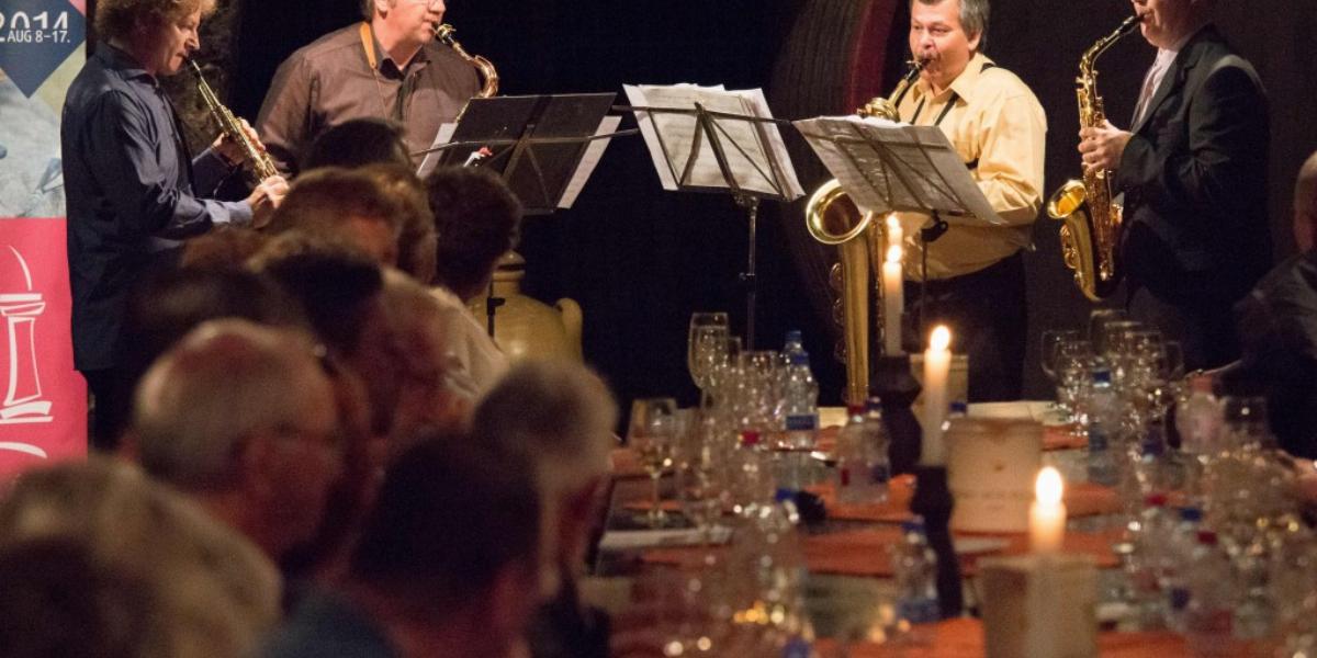 A Götz Saxophone Quartett a Tokaji Kereskedőház Szegi Pincészetében játszott FOTÓ: NAGY KÁROLY ZSOLT