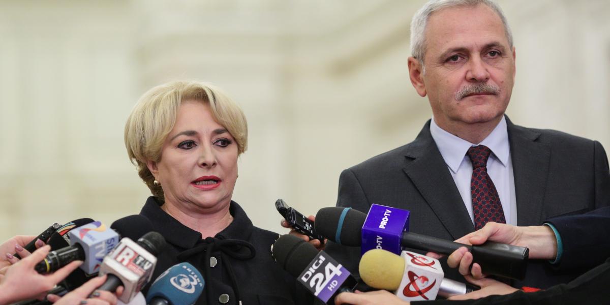 Dancila és Dragnea egy januári sajtótájékoztatón.