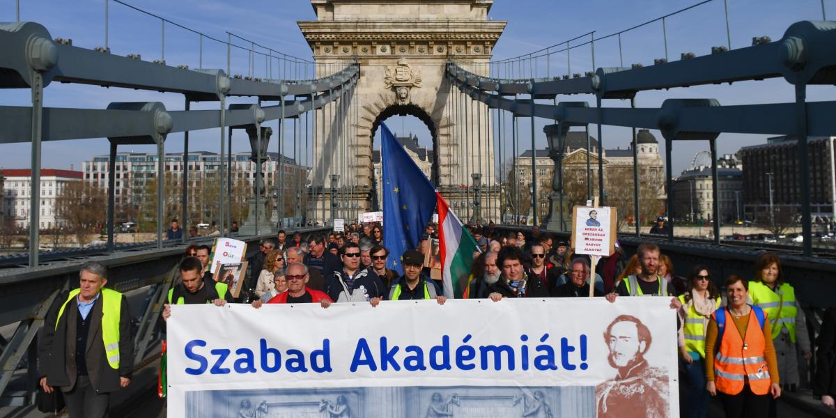 "Menet a tudományért" elnevezésű demonstráció Budapesten 2019. március 21-én