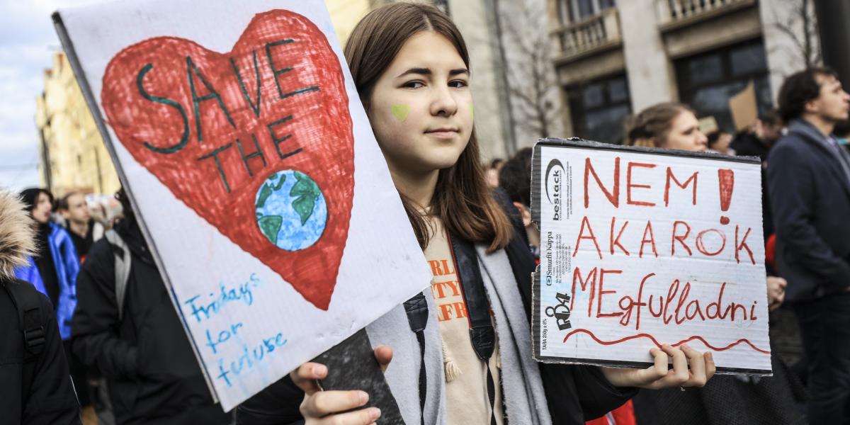 Jelenet egy budapesti klímatüntetésről