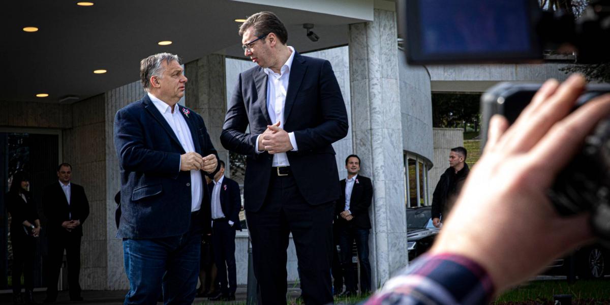 Orbán Viktor miniszterelnököt fogadja Aleksandar Vucic, Szerbia elnöke Belgrádban