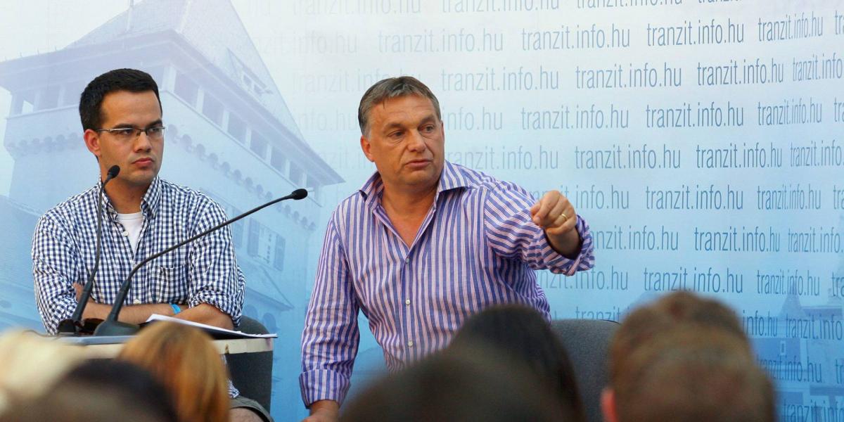 Orbán Viktor és Ablonczy Bálint beszélget a 2012-es Tranzit - Fesztivál a határon elnevezésű rendezvényen