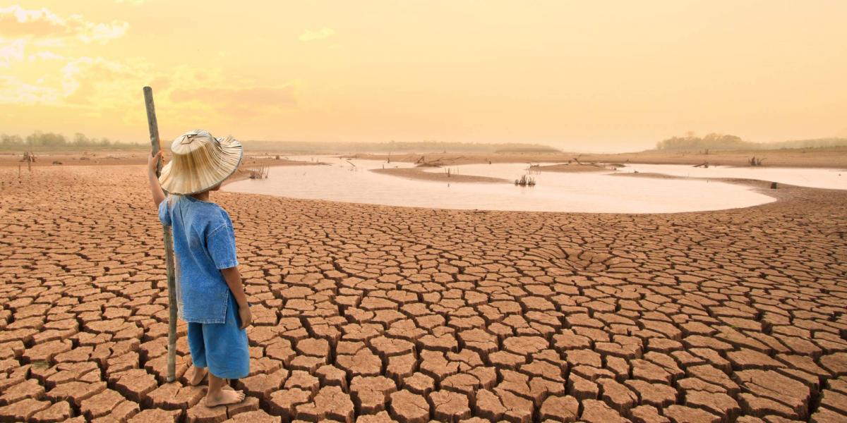 Climate,Change,And,World,Environmental,Concept.,Children,Looking,At,Drying