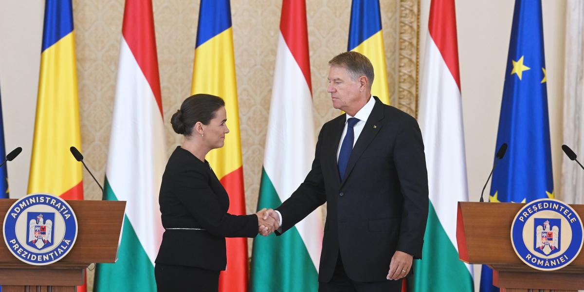 Novák Katalin és Klaus Iohannis a román elnöki palotában