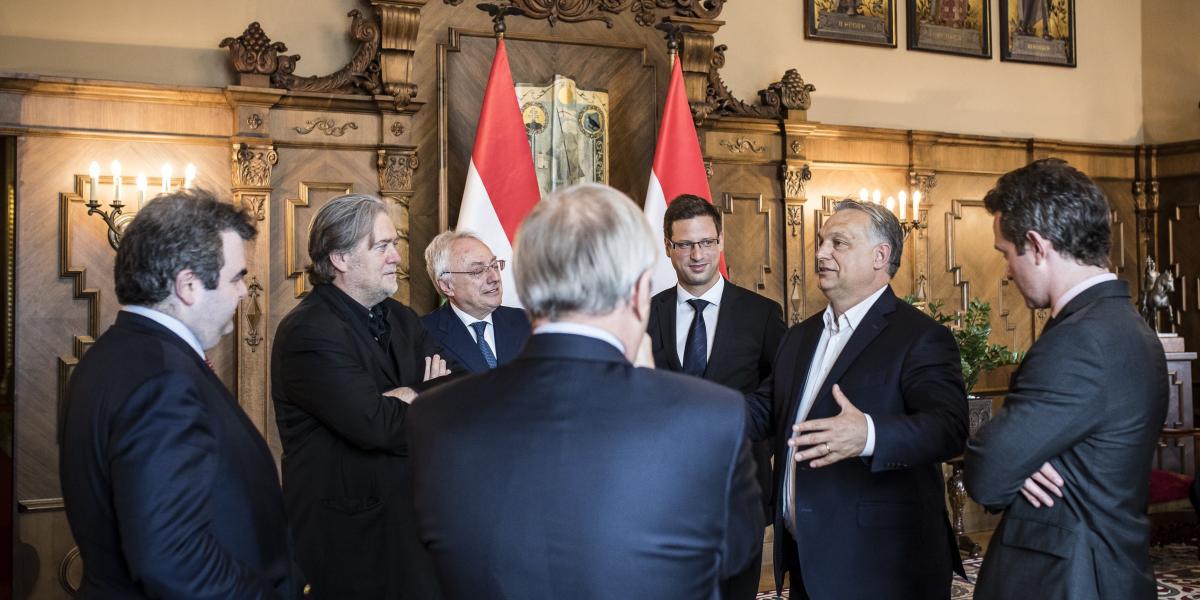 Steve Bannon és Orbán Viktor 2018. május 24-én az Országházban