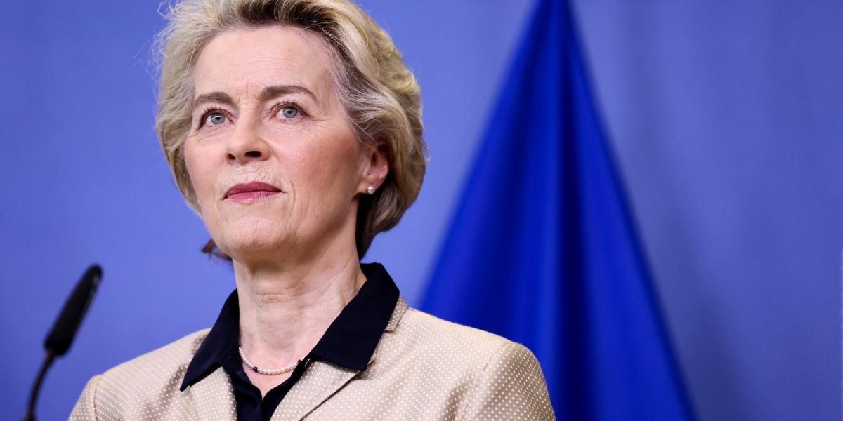 Ursula von der Leyen egy február 16-i brüsszeli sajtótájékoztatón