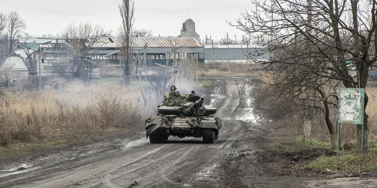 Ukrán tank Avgyijivka közelében. 