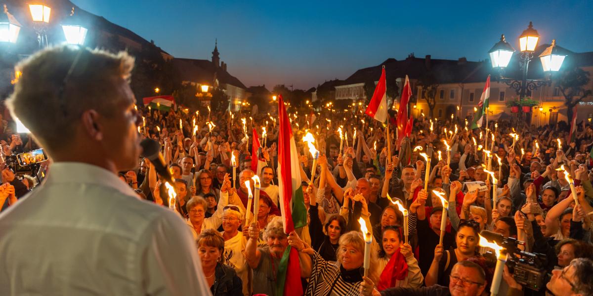 Magyar Péter szombat esti nagygyűlése Vácon