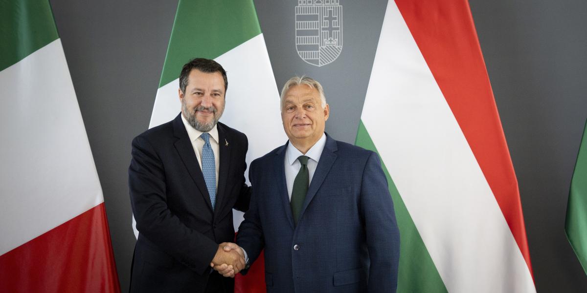 Orbán Viktor miniszterelnök fogadja Matteo Salvini olasz miniszterelnök-helyettest, infrastrukturális és közlekedési minisztert, a Liga párt vezetőjét a Karmelita kolostorban 2024. szeptember 20-án