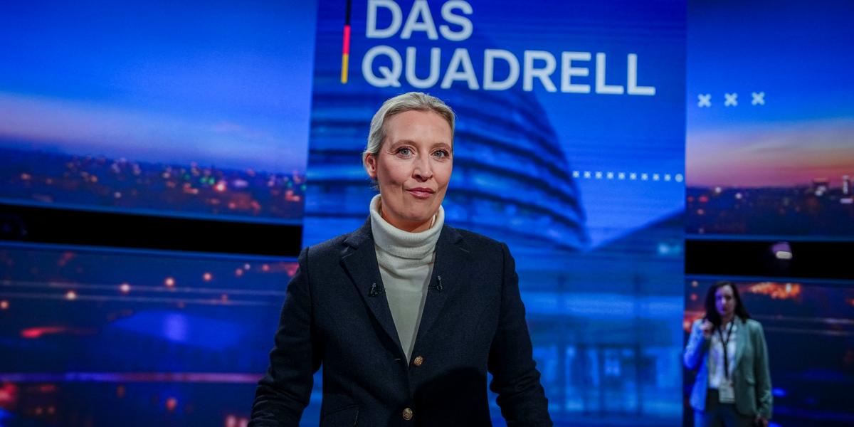 Alice Weidel  a tévévitán február 16-án 