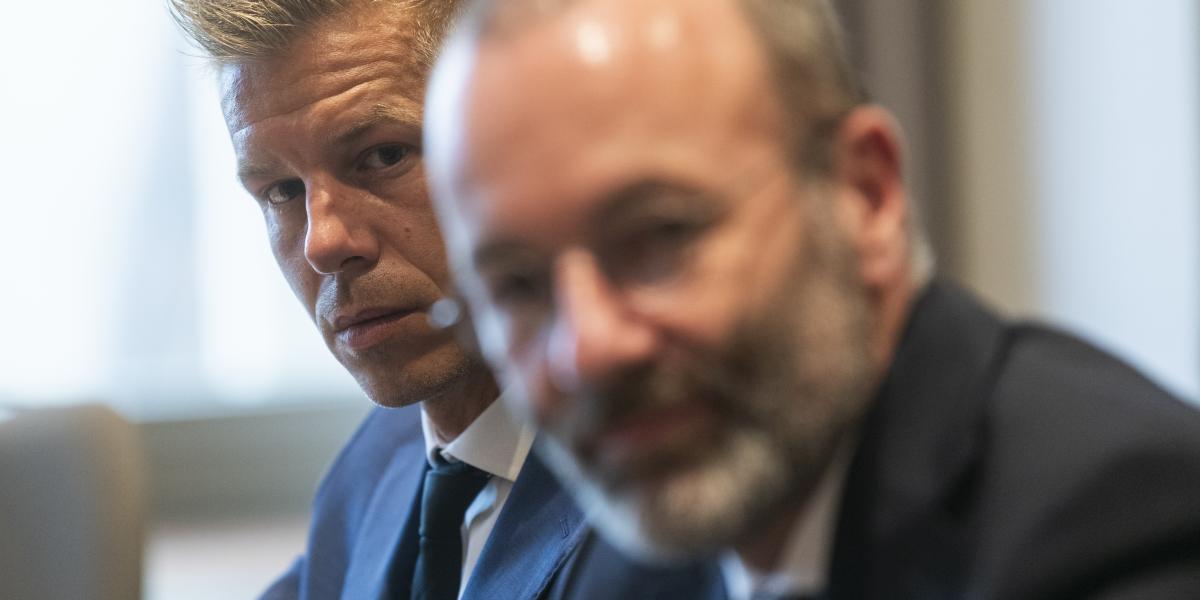 Magyar Péter és Manfred Weber 2024. június 14-én