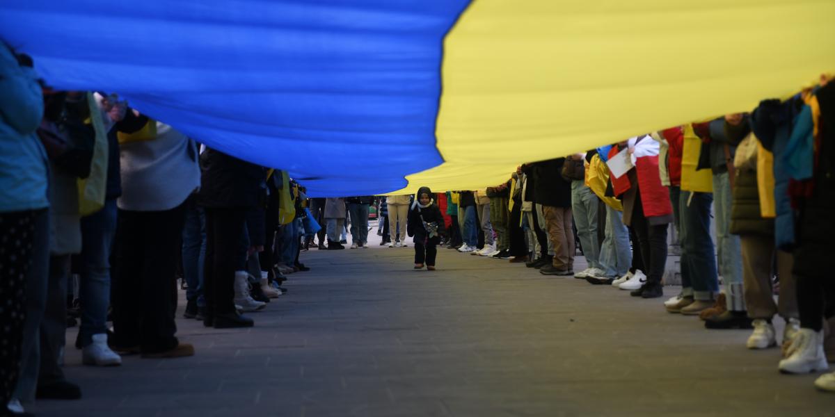 Megemlékezés az ukrajnai háború kitörésének harmadik évfordulójáról Budapesten február 23-án 