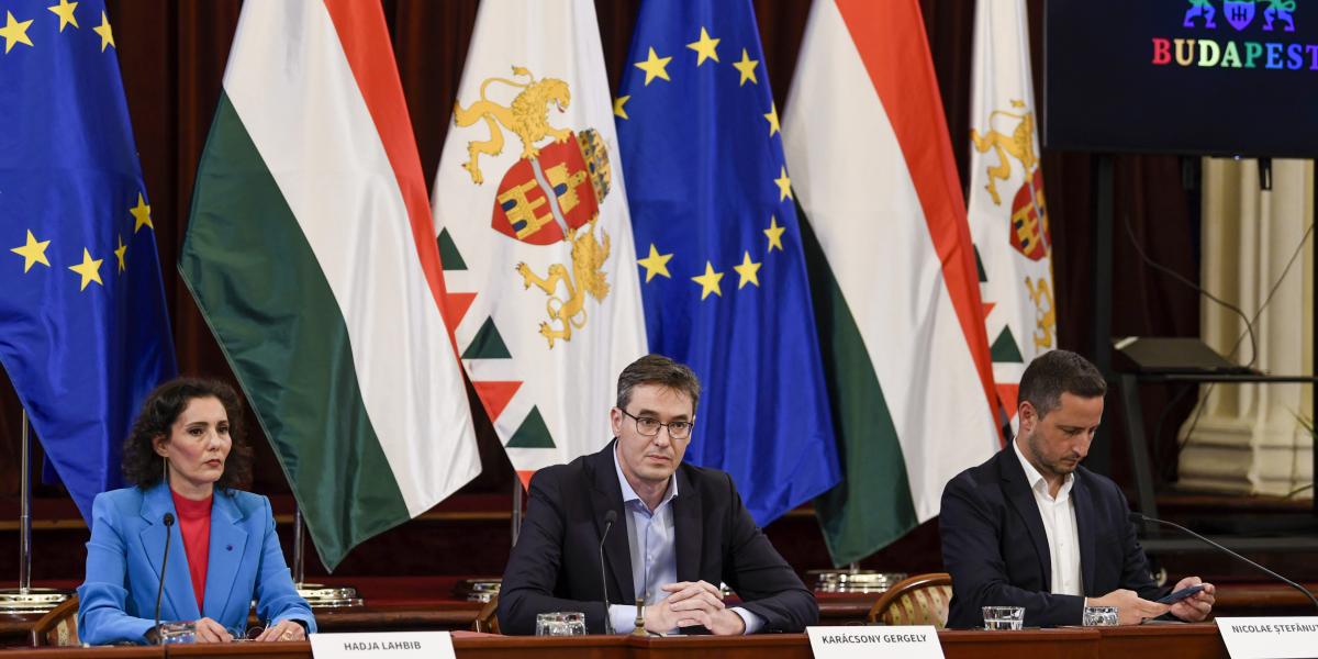 Karácsony Gergely, Hadja Lahbib és Nicolae Ștefănuță a nemzetközi sajtótájlkoztatón