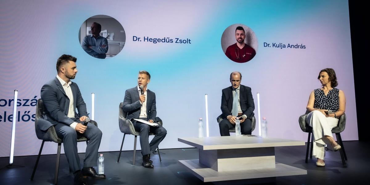 Kulja András, Magyar Péter, Hegedűs Zsolt és Mágori Krisztina a kerekesztal-beszélgetésen