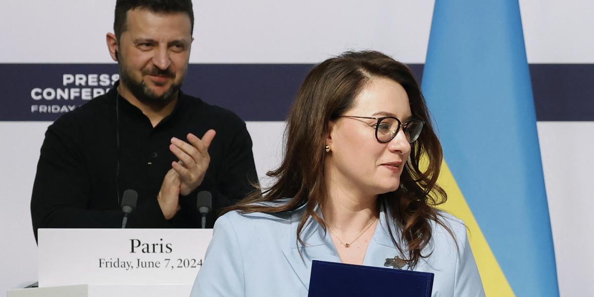 Volodimir Zelenszkij és Julija Szviridenko 2024. június 7-én 