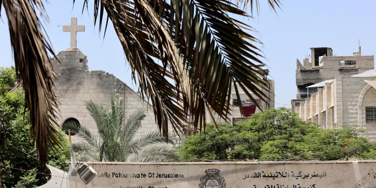 A gázai Szent Család-templom július 17-én 