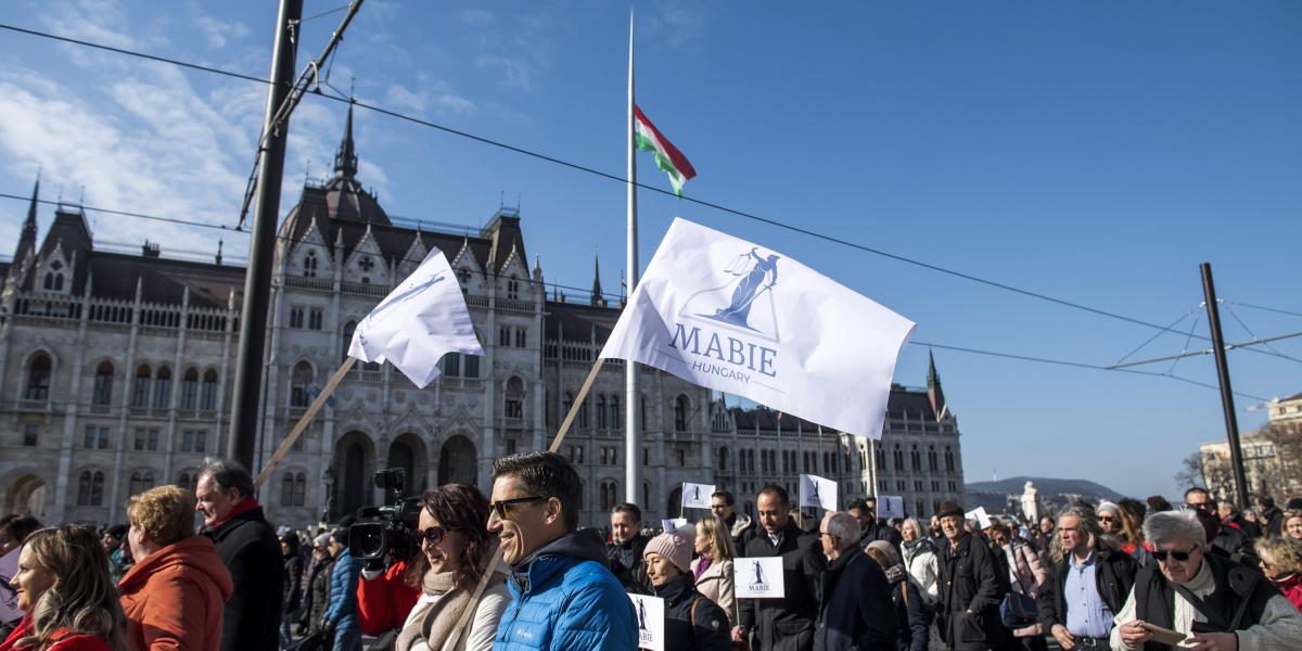 A Magyar Bírói Egyesület MABIE demonstrációja 2025. február 22-én