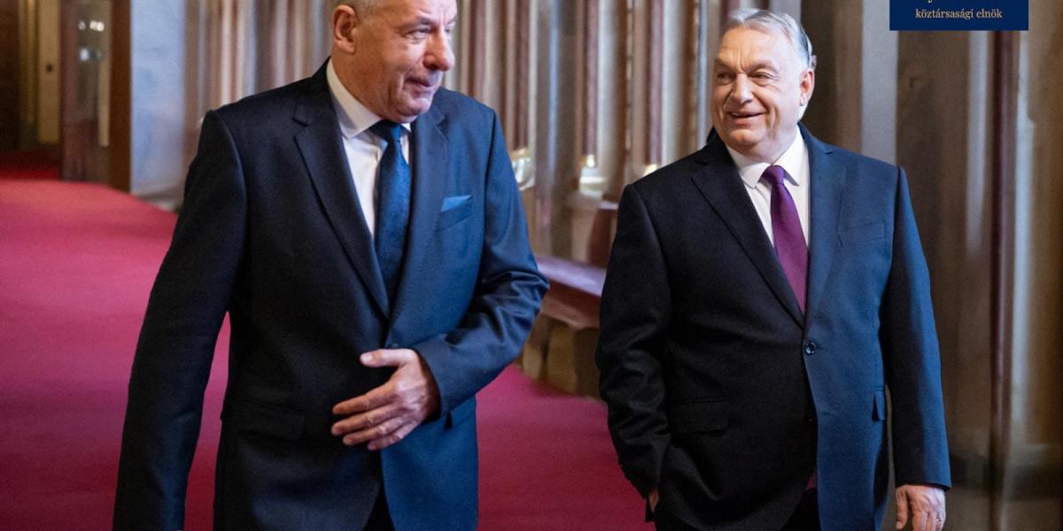 Sulyok Tamás köztársasági elnök és Orbán Viktor miniszterelnök. 