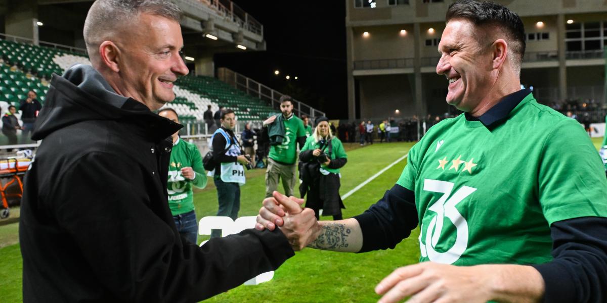 Kubatov Gábor, az FTC elnöke és Robbie Keane, a Ferencváros vezetőedzője