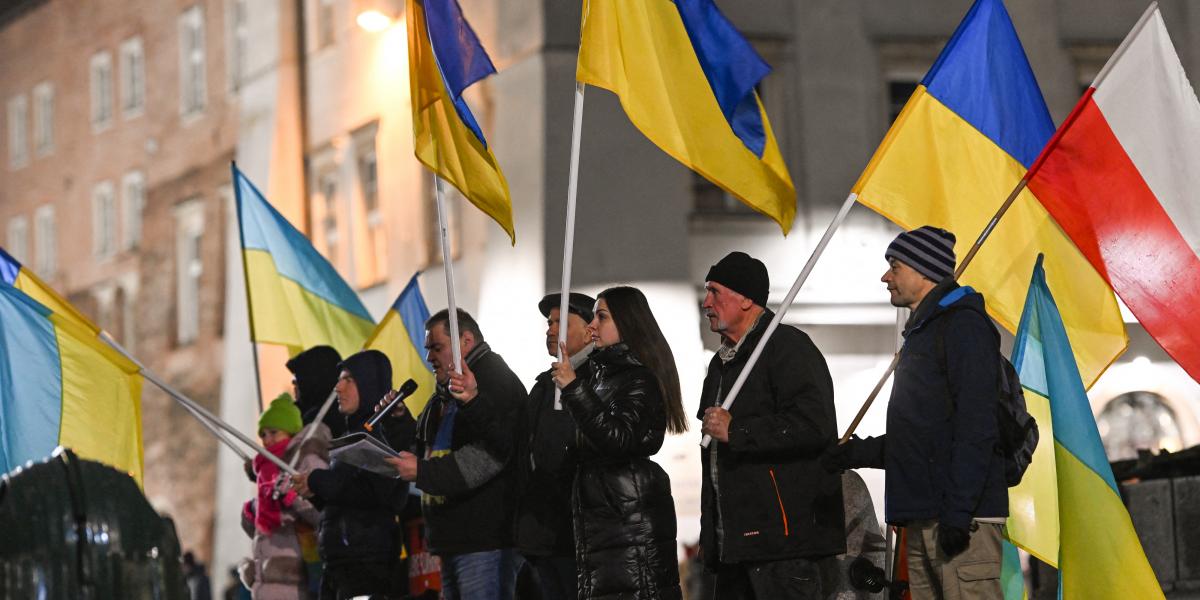 Ukránpárti tüntetés Krakkóban 2024. november 29-én