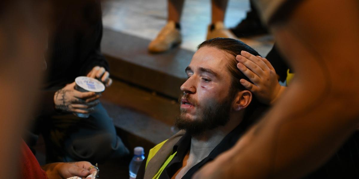 Mézes László Róbert a tüntetésen