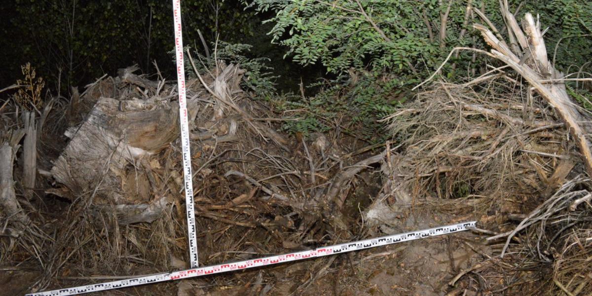 Helyszínelés a megtalált gödörnél 