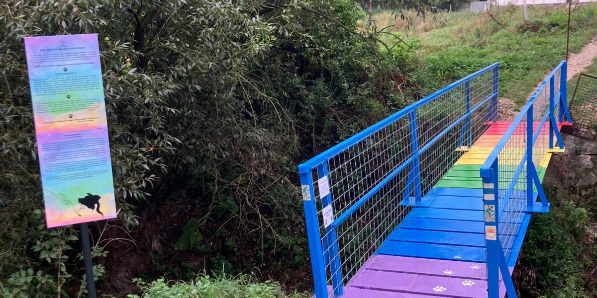 A múlt héten átadott dorogi szivárványhídon a kedvenc állatra emlékeztető tárgyakat lehet elhelyezni 