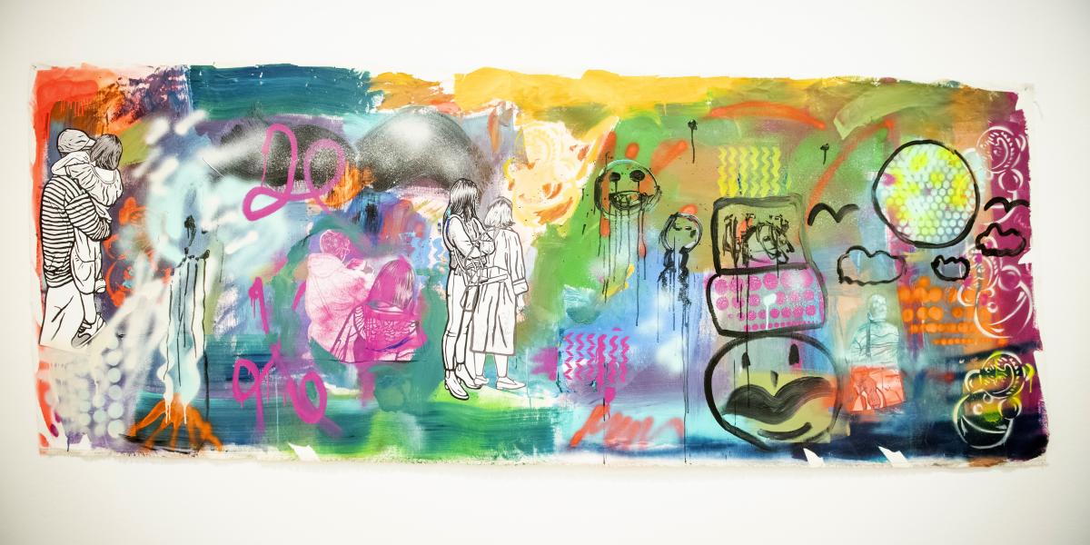 Soós Nóra festőművész és a fiatalok közös alkotása