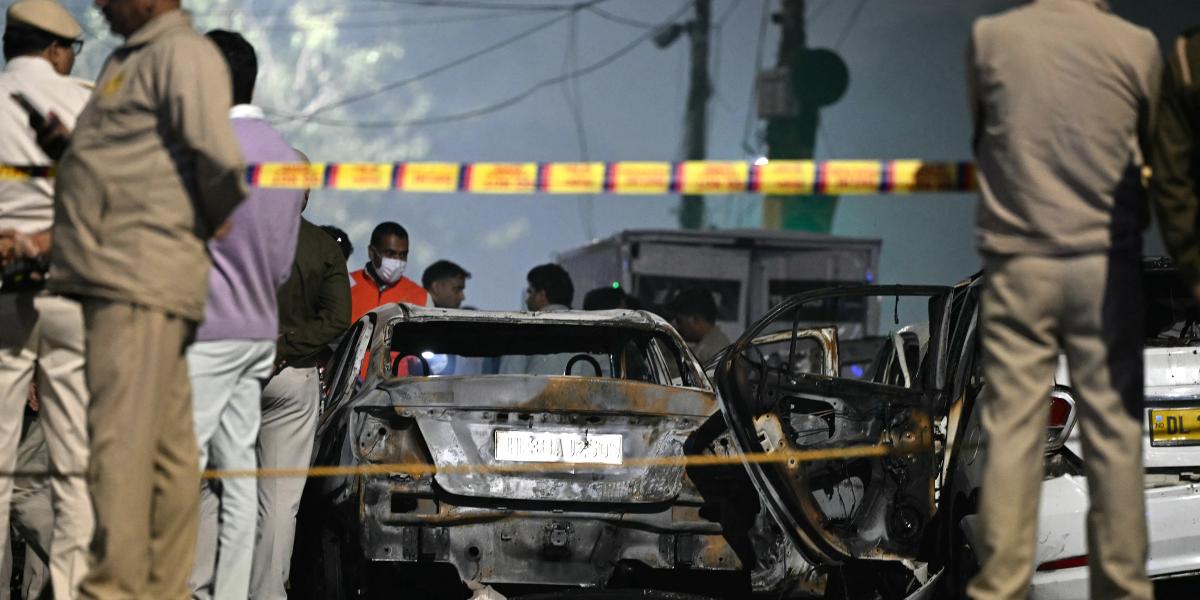 A felrobbant autó Újdelhiben november 10-én 