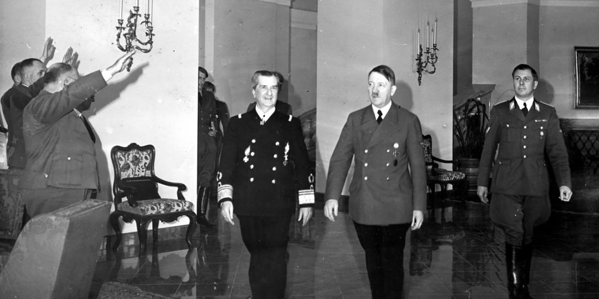 Horthy Miklós
kormányzó és
Adolf Hitler
1943. áprilisi
klessheimi
találkozója.
Kunt Gergely
a tanácskozás
kapcsán nem a
tárgyalás eredeti
jegyzőkönyvét
idézi