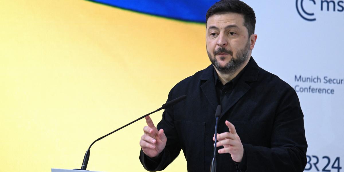 Volodimir Zelenszkij ukrán elnök a müncheni biztonságpolitikai konferencián 2026. február 14-én