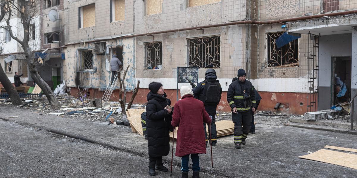 Egy korábbi légitámadás felvétele Ukrajnában, február 12-én.
