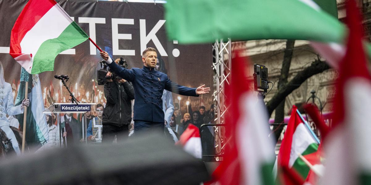 Magyar Péter 2025. március 15-én.