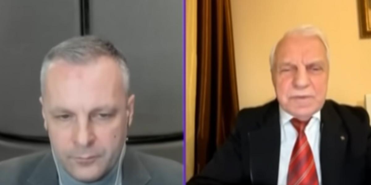 Hrihorij Omelcsenko (jobbra) interjújából riogató videó is készült a vasárnapi békemenetre