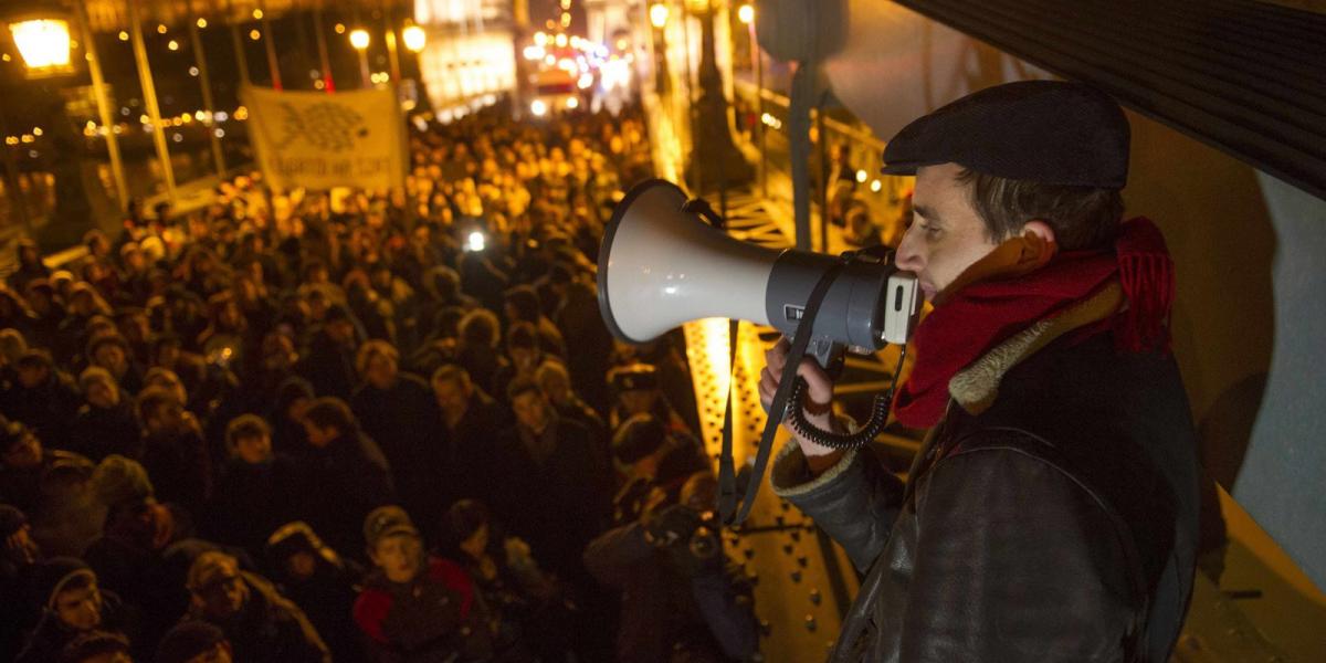 Tavaly decemberben a tiltakozó hallgatók a Lánchidat is elfoglalták, a demonstrációs hullám azonban tavaszra kifulladt FOTÓ: BIE