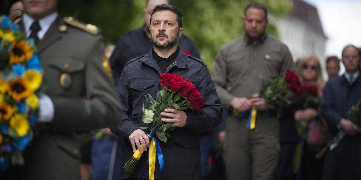 Volodimir Zelenszkij a nácizmus feletti győzelem napja ünnepségén, Kijevben, 2025. május 8-án.
