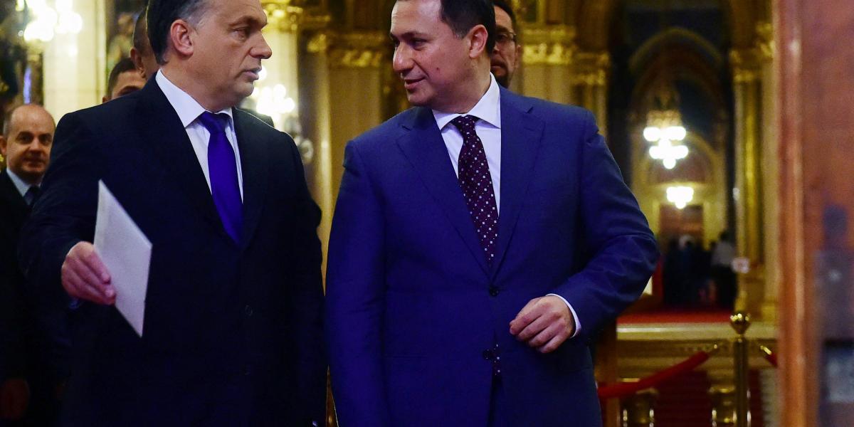Orbán Viktor és Nikola Gruevszki a Parlamentben 2015. november 20-án 