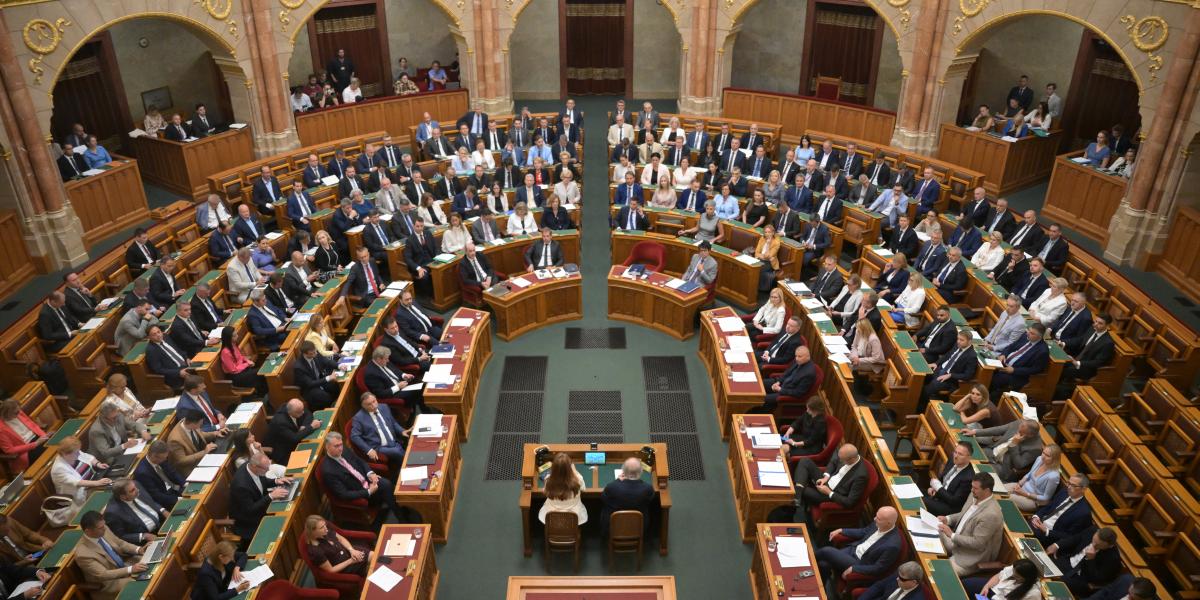 Magyar Péter napirend előtt szólal fel az Országgyűlés rendkívüli ülésén augusztus 27-én 