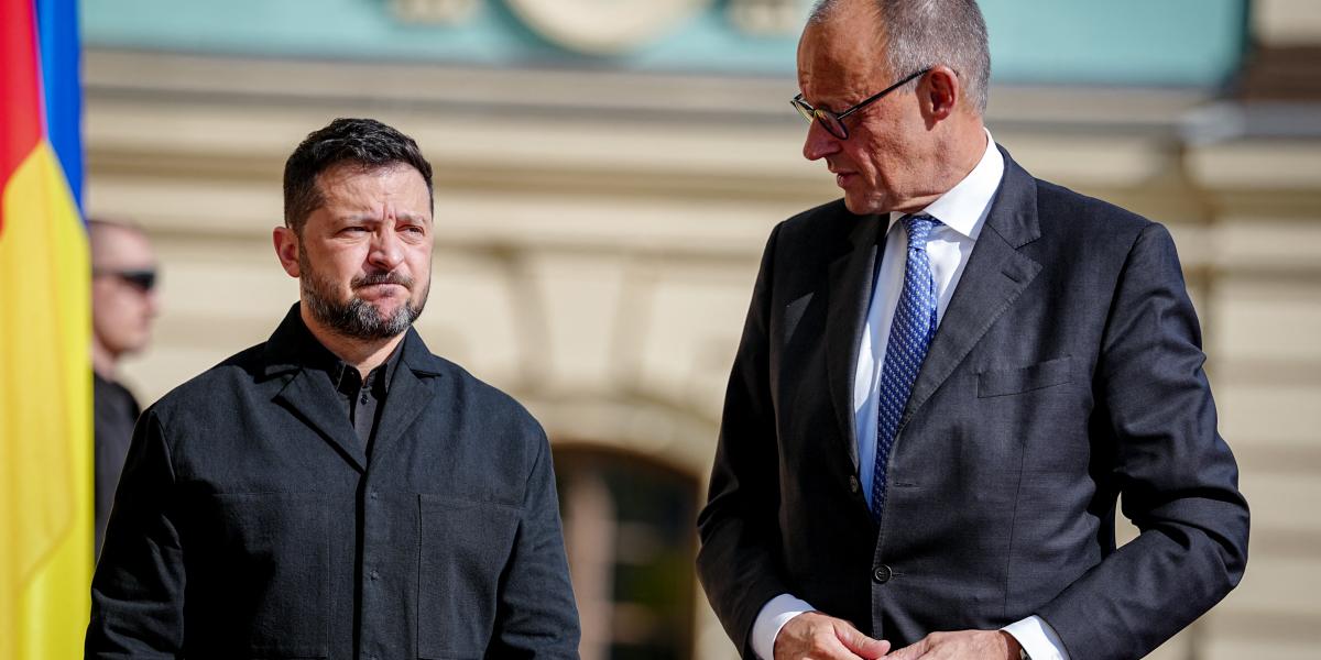 Volodimir Zelenszkij ukránelnök és Friedrich Merz német kancellár