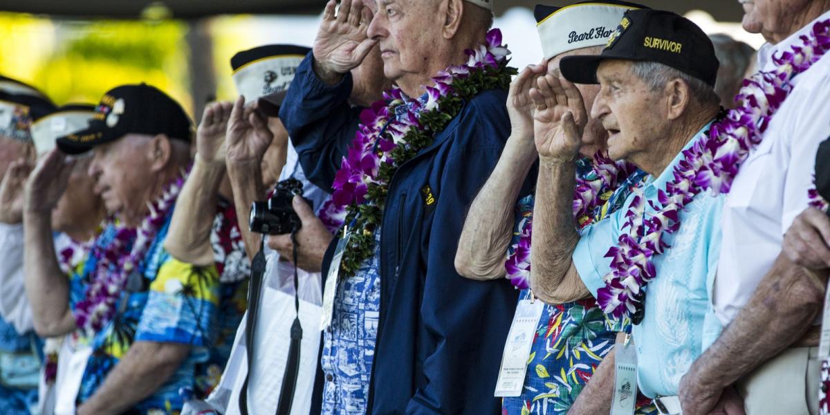 Túlélők a USS Arizona legénységéből – évről évre kevesebben a decemberi megemlékezésen FOTÓ: EUROPRESS/GETTY IMAGES/KEN NISHIMUR