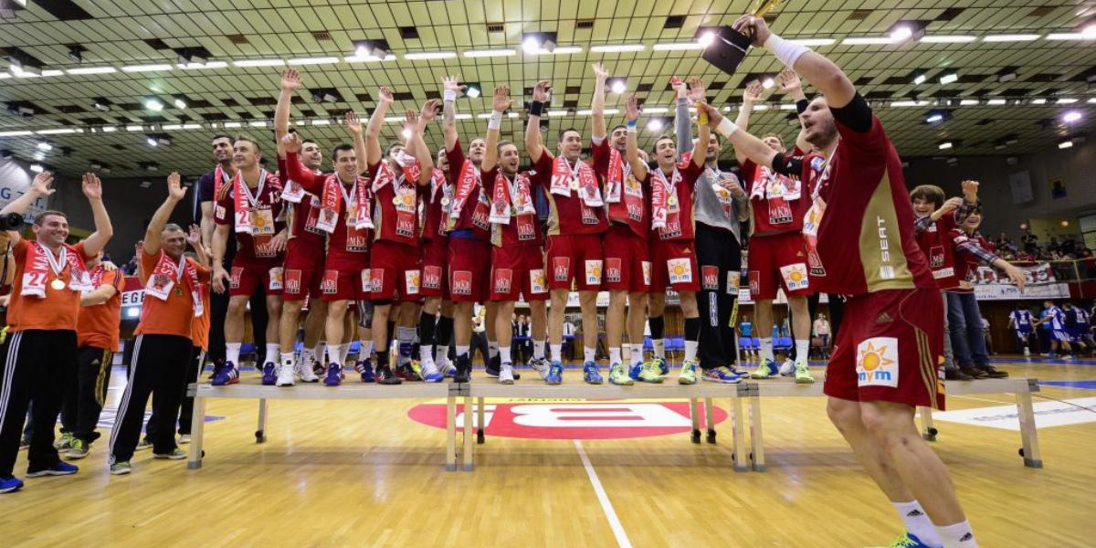 A Veszprém gárdája ugyanígy szeretne ünnepelni a május végi BL Final Four után FOTÓ: MTI/SÓKI TAMÁS