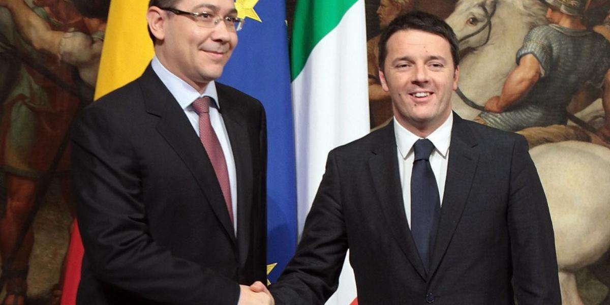 Victor Ponta és Matteo Renzi – a román kormányfő sorsa azon is múlhat, mennyire állnak ki mellette az európai szocialisták FOTÓ: