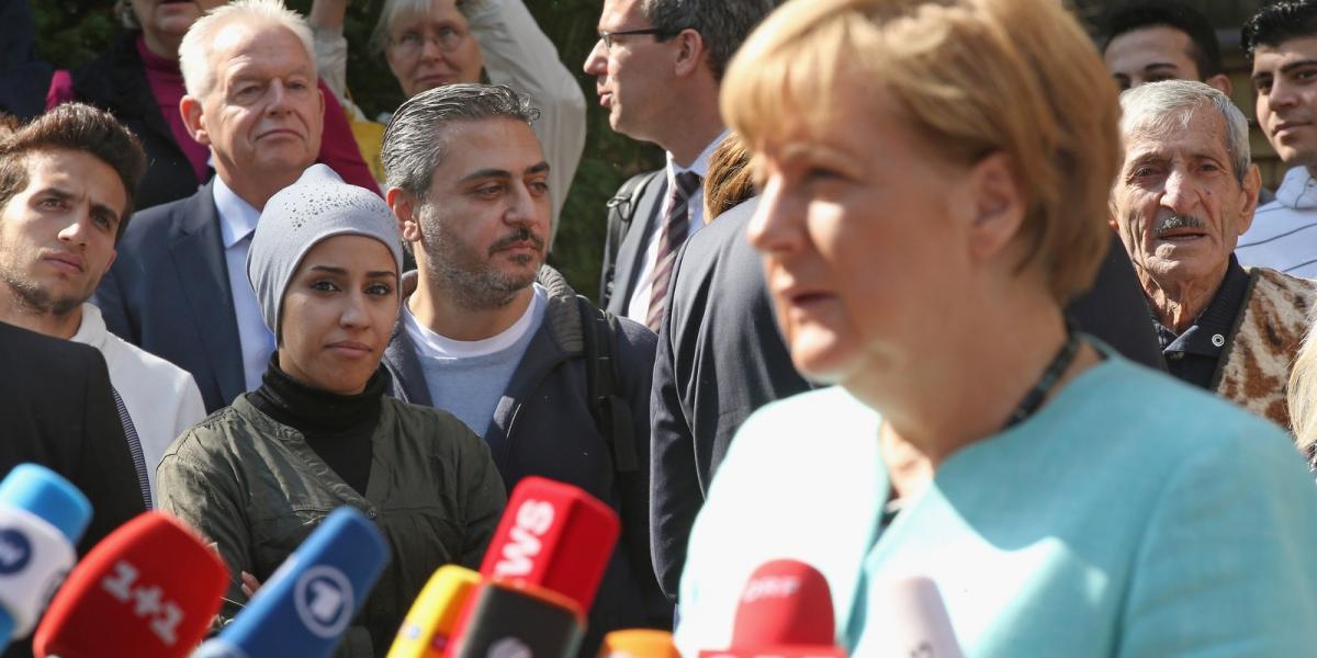 Merkel látogatása egy menekülttáborban Fotó: Sean Gallup/Getty Images 