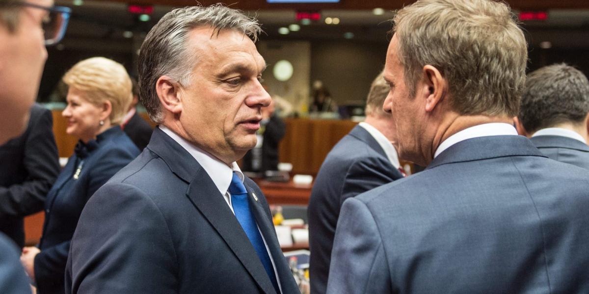 Orbán Viktor miniszterelnök és Donald Tusk, az Európai Tanács elnöke az EU-török csúcstalálkozón Brüsszelben  MTI Fotó: Miniszte