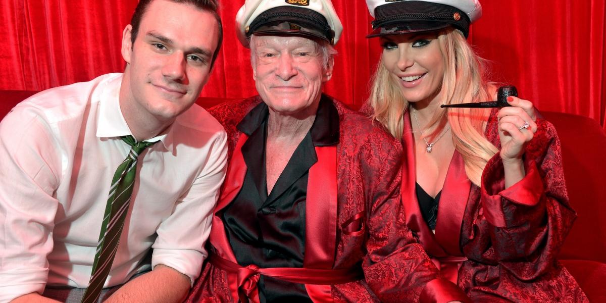 Cooper Hefner, Hugh Hefner és Crystal Hefner. FOTÓ: Charley Gallay/Getty Images 