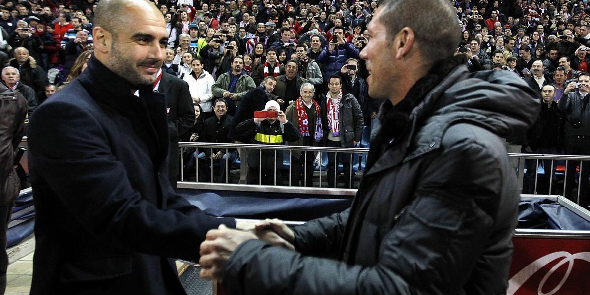 Josep Guardiola (balra) a Diego Simeone (jobbra) vezette Atlético ellen készítheti fel a Bayernt FOTÓ: EUROPRESS/GETTY IMAGES/AN