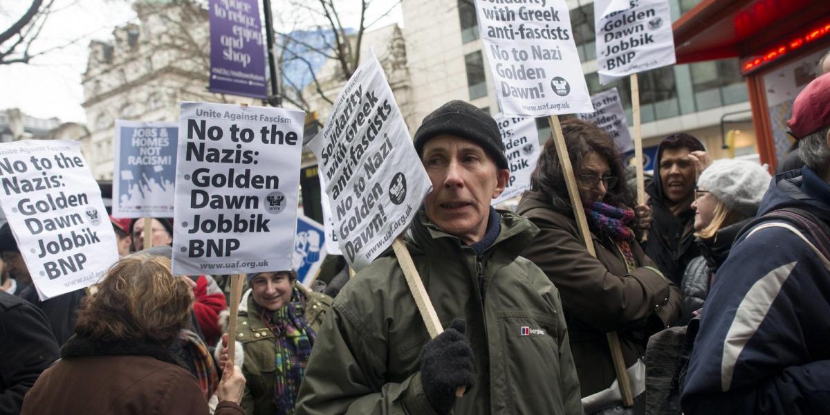 Antifasiszta demonstráció Londonban – nem kérnek a gyűlöletből FOTÓ: MTI/KOLLÁNYI PÉTER