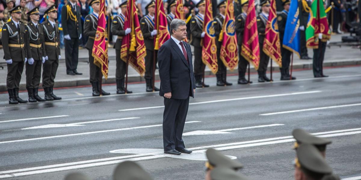 Petro Porosenko államfő a nemzeti ünnepen külön szólt a Krím és a szakadár területek lakóihoz FOTÓ: GETTY IMAGES /BRENDAN HOFFMA