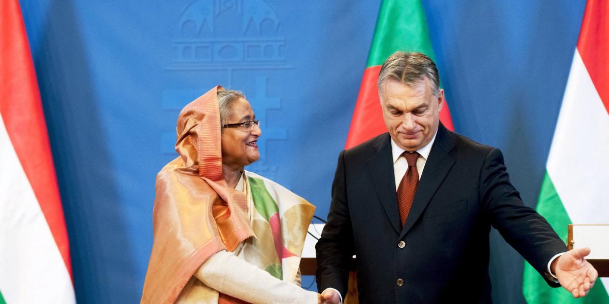 Orbán Viktor és a bangladesi miniszterelnök találkozója. MTI Fotó: Koszticsák Szilárd