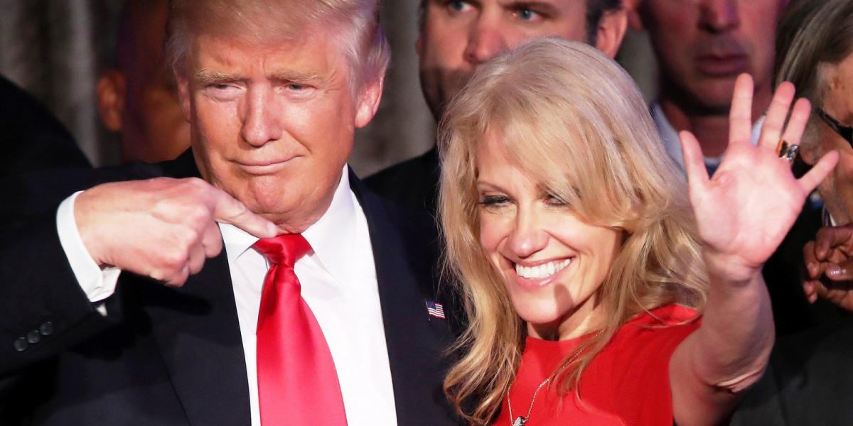 Trump Kellyanne Conway tanácsadóval. FOTÓ: Mark Wilson/Getty Images